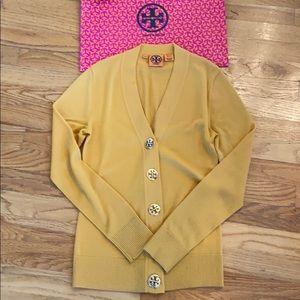 Tory Burch Simone Merino Cardigan Mustard XS FAB!